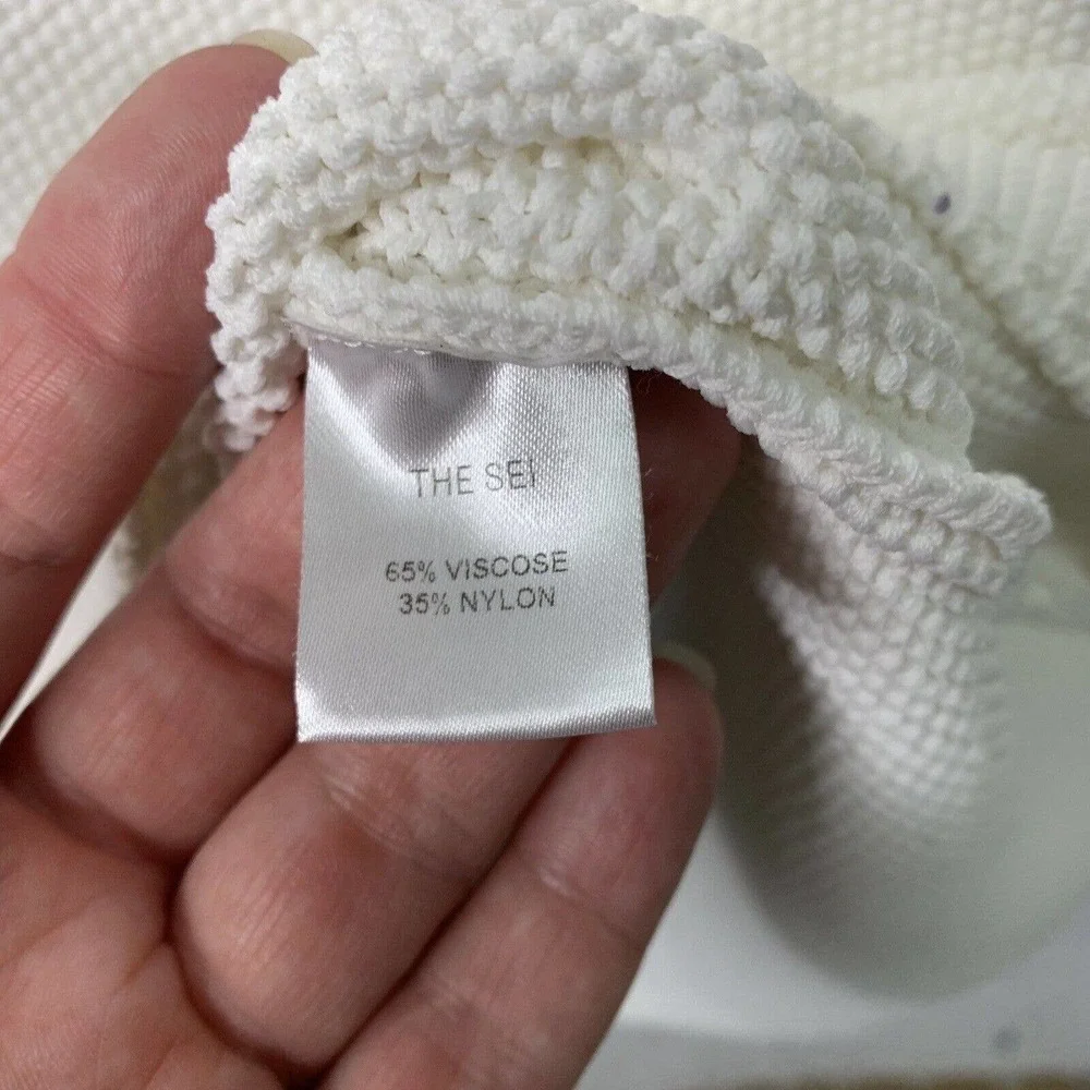 The Sei One Shoulder Cape Midi Pique Knit Sweater Dress Womens Size Medium $399 - Picture 13 of 15